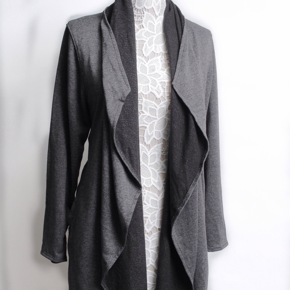 Womens Cotton Jacket Draped Stretch Open Front